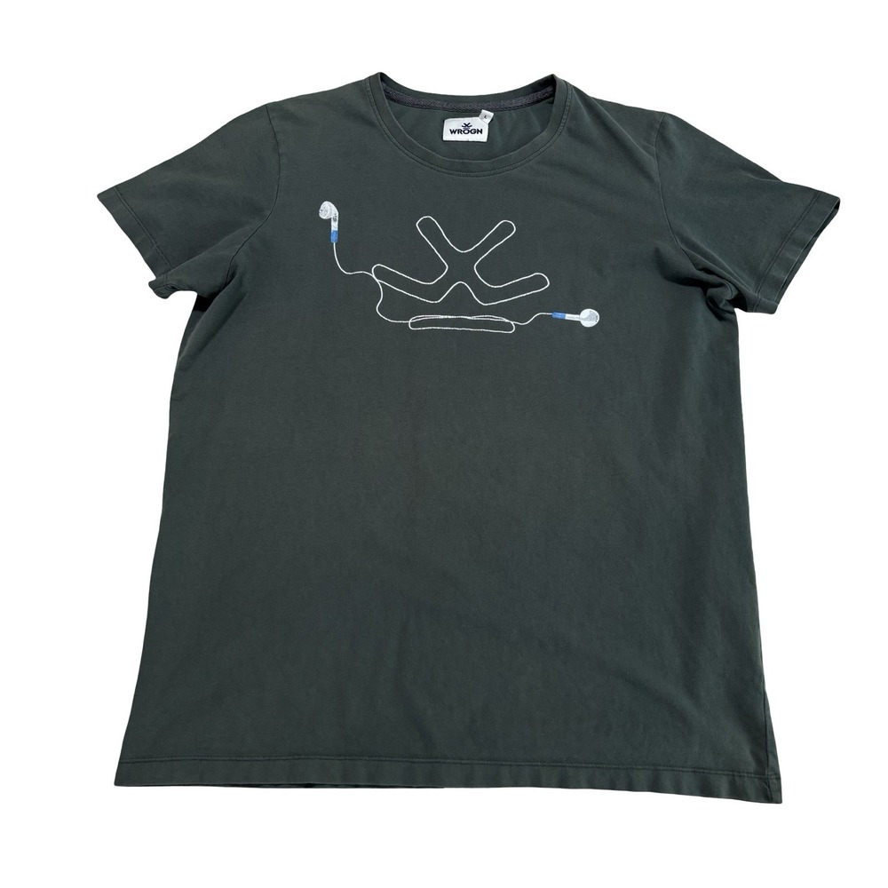 Wrogn Men's Graphic Logo T Shirt‎ Green Size Large 21 x 27